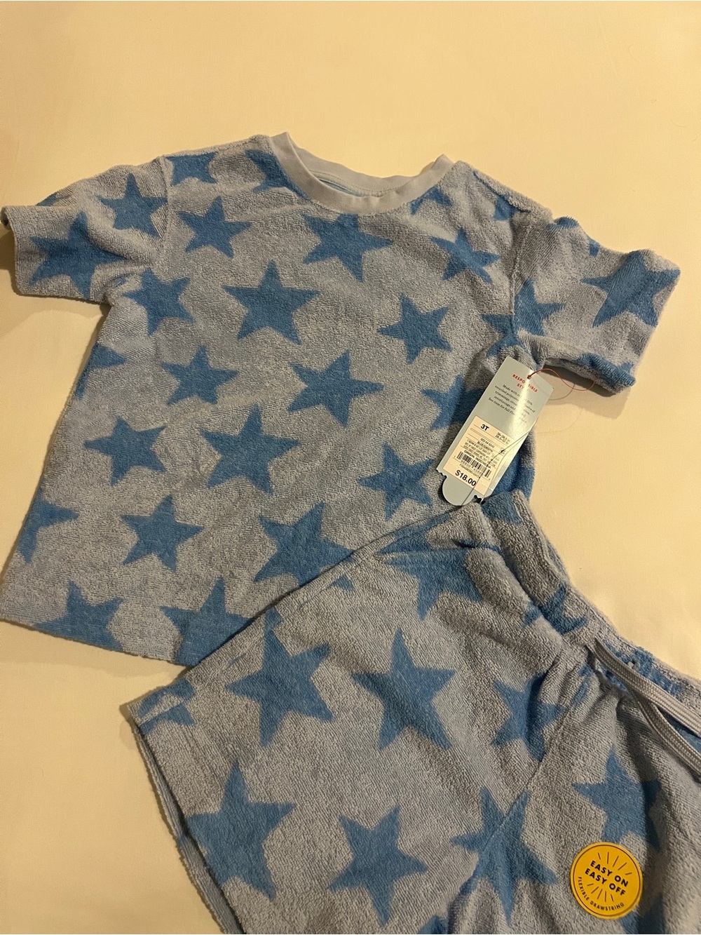 NWT Kids Blue Star Terry Short Set